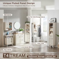 Redlemon Over The Toilet Storage Cabinet With Fluted Sliding Door 68 Tall Wood Space Saver Wfaux Marble Top Adjustable She