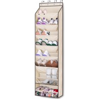 Keetdy Over The Door Shoe Organizer Fit 20 Pairs Sneakers Large Hanging Shoe Organizer For Closet Door Storage Boots Beige