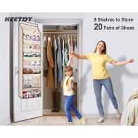 Keetdy Over The Door Shoe Organizer Fit 20 Pairs Sneakers Large Hanging Shoe Organizer For Closet Door Storage Boots Beige