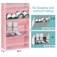 Keetdy Over The Door Shoe Organizer Fit 20 Pairs Sneakers Large Hanging Shoe Organizer For Closet Door Storage Boots Pink