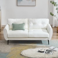 Sofa Couch 61 Small Loveseat Couches For Living Room White Leather Couch Mid Century Modern Tufted Mini Sofa Comfy Office 2 Se