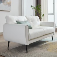 Sofa Couch 61 Small Loveseat Couches For Living Room White Leather Couch Mid Century Modern Tufted Mini Sofa Comfy Office 2 Se