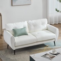 Sofa Couch 61 Small Loveseat Couches For Living Room White Leather Couch Mid Century Modern Tufted Mini Sofa Comfy Office 2 Se