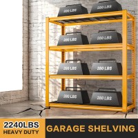 Reibii 40 W Garage Shelving Heavy Duty Loads 2240Lbs Garage Storage Shelves Heavy Duty Shelving 4Tier Adjustable Metal Shelve