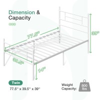 Novilla Twin Bed Frame With Headboard And Footboard 14 Inch Metal Platform Bed Frame With Under Bed Storage No Box Spring Need