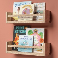 Boswillon 15 Inches Nursery Bookshelves Floating Kids Bookshelves For Wall Set Of 2 Baby Room Wall Decor Wall Mounted Wood Sh