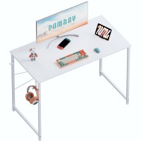 Pamray 40 Inch Computer Desk For Small Spaces Home Office Work Desk With Headphone Hook Small Office Desk Study Writing Table