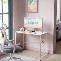 Pamray 40 Inch Computer Desk For Small Spaces Home Office Work Desk With Headphone Hook Small Office Desk Study Writing Table