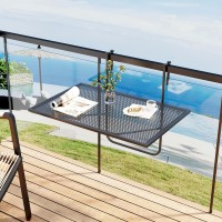 Tangkula Balcony Railing Table Outdoor Folding Hanging Table With Metal Frame Spacesaving Bar Serving Table Fits Railings Up