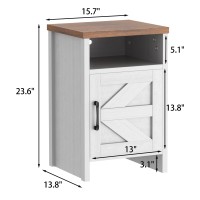 Jummico Farmhouse Nightstand Modern Bedside Table With Barn Door And Shelf Rustic End Table Side Table For Bedroom Living Roo