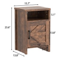 Jummico Farmhouse Nightstand Modern Bedside Table With Barn Door And Shelf Rustic End Table Side Table For Bedroom Living Roo