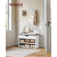 Vasagle Shoe Bench With Cushion Storage Bench With Padded Seat Entryway Bench With 3 Storage Compartments 118 X 236 X 173