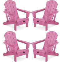 Serwall Foldable Adirondack Chair Set Of 4 For Patio Garden Outdoors Fire Pithot Pink