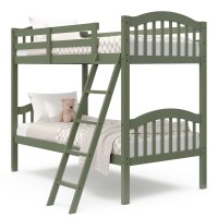 Storkcraft Long Horn Twinovertwin Bunk Bed Olive Greenguard Gold Certified Converts To 2 Individual Twin Beds