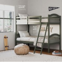 Storkcraft Long Horn Twinovertwin Bunk Bed Olive Greenguard Gold Certified Converts To 2 Individual Twin Beds