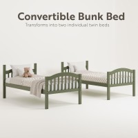 Storkcraft Long Horn Twinovertwin Bunk Bed Olive Greenguard Gold Certified Converts To 2 Individual Twin Beds