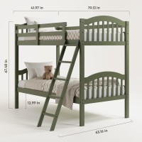 Storkcraft Long Horn Twinovertwin Bunk Bed Olive Greenguard Gold Certified Converts To 2 Individual Twin Beds