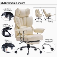 Efomao Desk Office Chair 400Lbs Big And Tall Office Chair Pu Leather Computer Chair Executive Office Chair With Leg Rest And