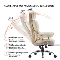 Efomao Desk Office Chair 400Lbs Big And Tall Office Chair Pu Leather Computer Chair Executive Office Chair With Leg Rest And