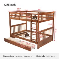 Merax Full Over Full Size Wood Bunk Bed With Drawers Convertible Wood Bunk Bed With Ladders And Two Storage Drawers Solid Wood D