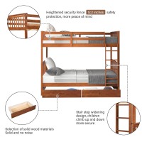 Merax Full Over Full Size Wood Bunk Bed With Drawers Convertible Wood Bunk Bed With Ladders And Two Storage Drawers Solid Wood D