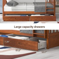 Merax Full Over Full Size Wood Bunk Bed With Drawers Convertible Wood Bunk Bed With Ladders And Two Storage Drawers Solid Wood D