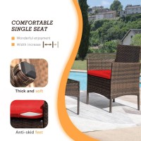 Flamaker Outdoor Furniture Patio Set Cushioned Pe Wicker Rattan Chairs With Coffee Table 4 Pcs For Garden Poolside Porch Backyar