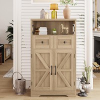 Natural Style Storage Cabinet With Drawers And Shelves Standing Kitchen Pantry Cabinet Floor Storage Cabinet Hutch Cupboard C