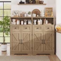 Natural Style Storage Cabinet With Drawers And Shelves Standing Kitchen Pantry Cabinet Floor Storage Cabinet Hutch Cupboard C