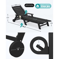 Serwall Patio Chaise Lounge Chair 5 Positions Adjustable Hdpe Outdoor Lounge Chair For Pool Poly Lounge Chair With Rolling Whe