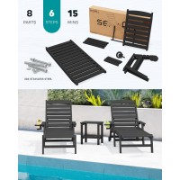 Serwall Patio Chaise Lounge Chair 5 Positions Adjustable Hdpe Outdoor Lounge Chair For Pool Poly Lounge Chair With Rolling Whe