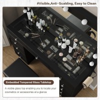 Fusou Vanity Desk With Power Outlet Makeup Vanity With Mirror And 12 Led Lights 3 Lighting Modes 11 Drawers Vanity Table With