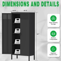 Ustamio 61 Inches Metal Storage Cabinet With Doors And Shelves 4 Tier Kitchen Pantry Cabinet Metal Cabinet For Home Office Di