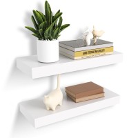 Habudda Floating Shelves Natural Wall Shelf White Wooden Rustic Decor For Bathroom Kitchen Bedroom 17 Inches Hanging Mounted