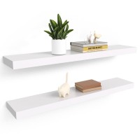 Floating Shelves For Wall 355 Inch Long Natural Wood Shelf White Rustic Decor For Bathroom Kitchen Bedroom Hanging Mounted I