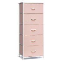 Crestlive Products Tall Dresser For Girls Bedroom Chest Of 5 Drawers Fabric Storage Tower Clothing Organizer For Bedroom Hal