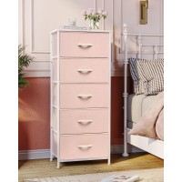 Crestlive Products Tall Dresser For Girls Bedroom Chest Of 5 Drawers Fabric Storage Tower Clothing Organizer For Bedroom Hal