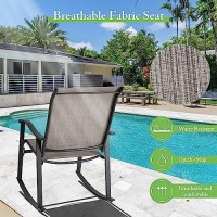 Shintenchi 3 Piece Rocking Bistro Set Outdoor Furniture With Rocker Chairs And Glass Coffee Table Set Of 3 Balcony Porch Furn