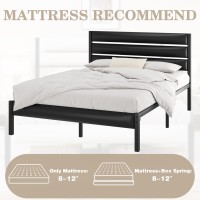 Foredawn Queen Bed Frame With Pu Leather Upholstered Headboard And Footboard Metal Platform No Box Spring Needed Noise Free