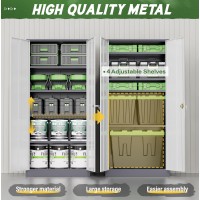 Greenvelly Metal Storage Cabinet 72 Metal Cabinet Storage With Doors And 4 Adjustable Shelves Tall Storage Cabinet For Home S