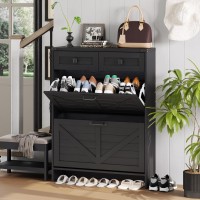 Shoe Storage Cabinet With 2 Flip Drawers 2 Drawers Shoe Cabinet Storage With Legs For Entryway Freestanding Shoes Organizer Ca