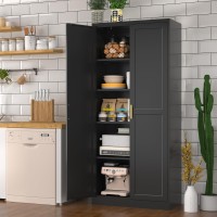 Pantry Cabinet 71 Inch Tall Kitchen Storage Cabinet Metal Pantry Cabinet With Doors And Adjustable Shelves Black Food Cupboar