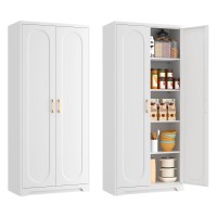 Polup 71 Tall Kitchen Pantry Cabinet Pantry Storage Cabinet With Doors And Shelves Metal Food Pantry Cabinets With Handles