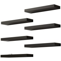 Boswillon Black Floating Shelves Set Of 6 Wall Mounted Small Shelves For Room Modern Hanging Shelves For Wall Decor Display W