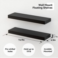 Boswillon Black Floating Shelves Set Of 6 Wall Mounted Small Shelves For Room Modern Hanging Shelves For Wall Decor Display W