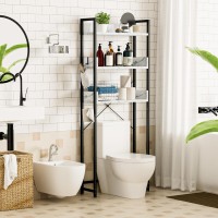 Otk Overthetoilet Storage 3 Tier Bathroom Organizer Shelf Freestanding Space Saver With Toilet Paper Holder Multifunctional