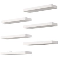 Boswillon White Floating Shelves Set Of 6 Wall Mounted Small Shelves For Room Modern Hanging Shelves For Wall Decor Display W