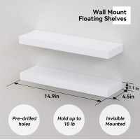 Boswillon White Floating Shelves Set Of 6 Wall Mounted Small Shelves For Room Modern Hanging Shelves For Wall Decor Display W