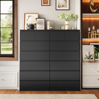 Fotosok 7 Drawer Dresser Black Dresser Tall Dresser 236W X 157D X 467H In Black Chest Of Drawers With Large Storage Space F