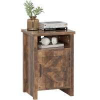 Yeshomy Farmhouse Modern Nightstand With Shelf And Barn Door Set Of 1 For Bedroom Brown